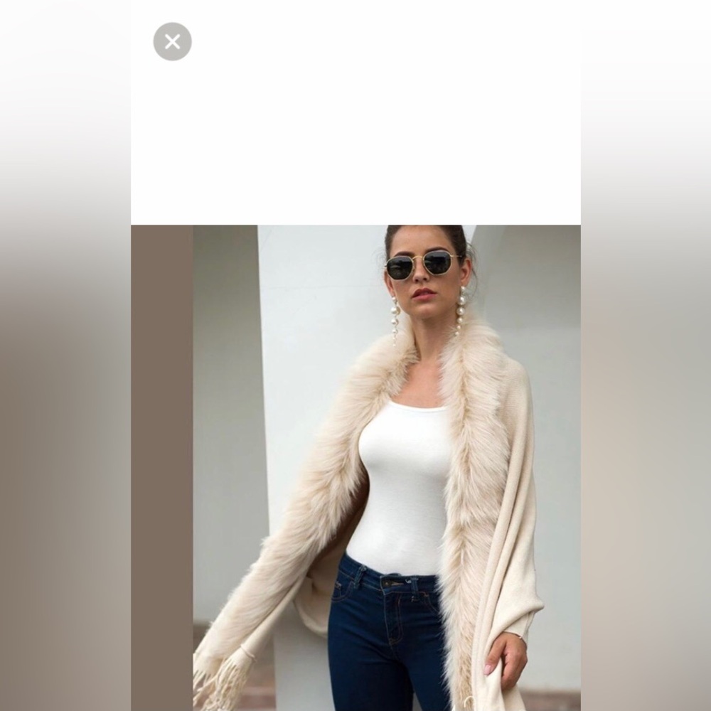 NEW Elegant Soft Fur Sweater Poncho Shawl